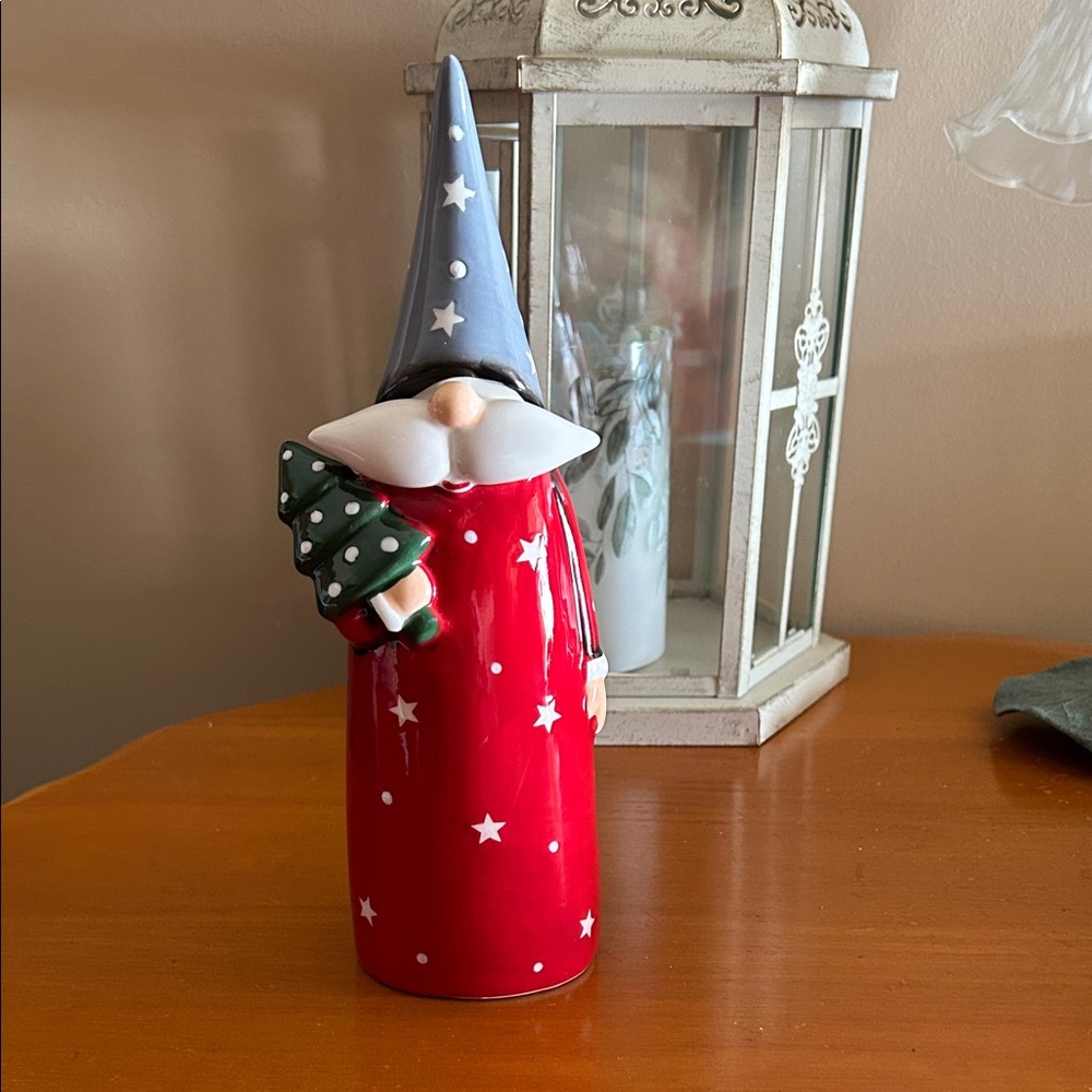Red and Gray Holiday Gnome Figurine
